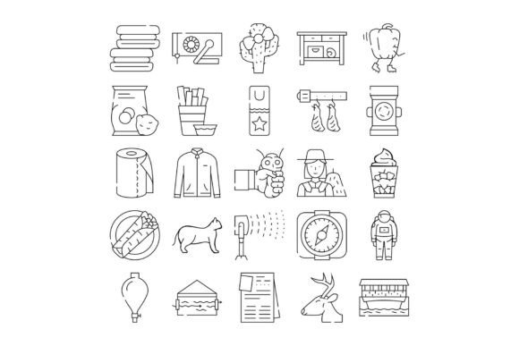 Collection of Diverse Outline Black and: Flexible Icons for Modern Design Projects