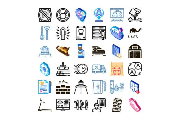 Collection of Various Icons Illustrating a Broad Spectrum of Themes for Designers