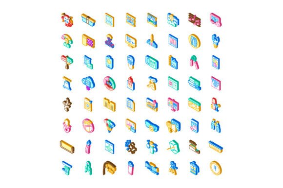 Diverse Isometric Digital Icons Collection