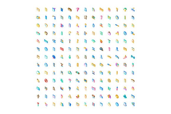 Diverse Isometric Icons Collection Flat