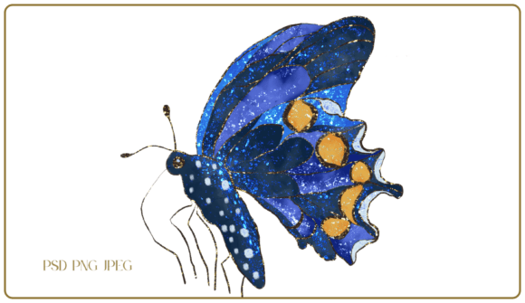 Elevate Your Designs with the Blue Gold Butterfly Elegant PNG Clipart