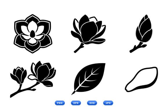 Magnolia Floral SVG Collection: Elegant Minimalist Icons for Versatile Design Projects