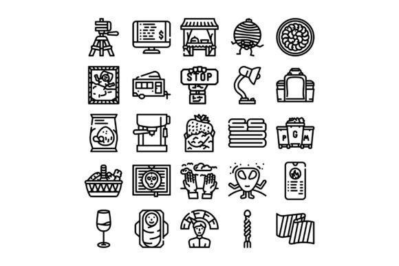 Outline and Flat Line Art Icons Collection