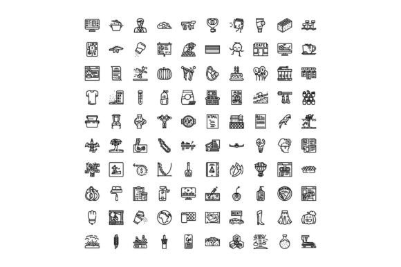 Outline Line Icons Collection Representi