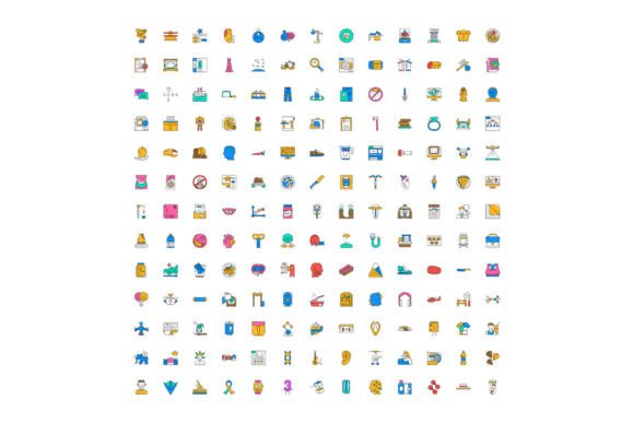 Strategic Use of Diverse Colorful Icons Illustrating Obje for Visual Communication and Design Planning